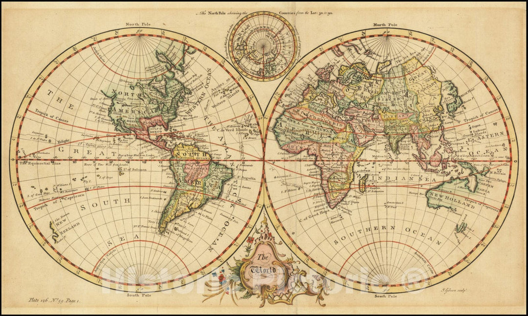 Historic Map : The World, 1752, Vintage Wall Art