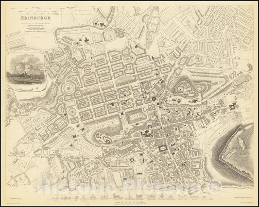 Historic Map : Edinburgh, 1834, Vintage Wall Art
