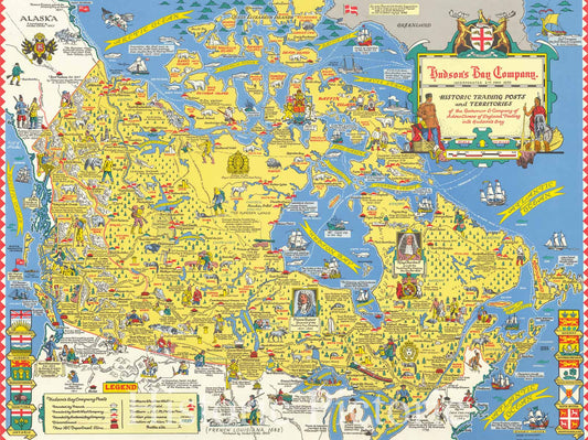 Historic Map : Historic Trading Posts and Territories of the Governor & Company of Adventurers of England Trading into Hudson's Bay, 1969, Vintage Wall Art