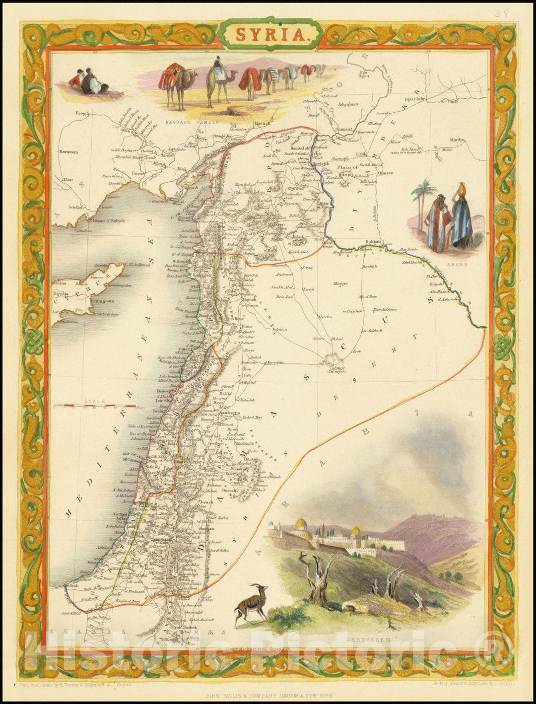Historic Map : Syria , 1851, Vintage Wall Art
