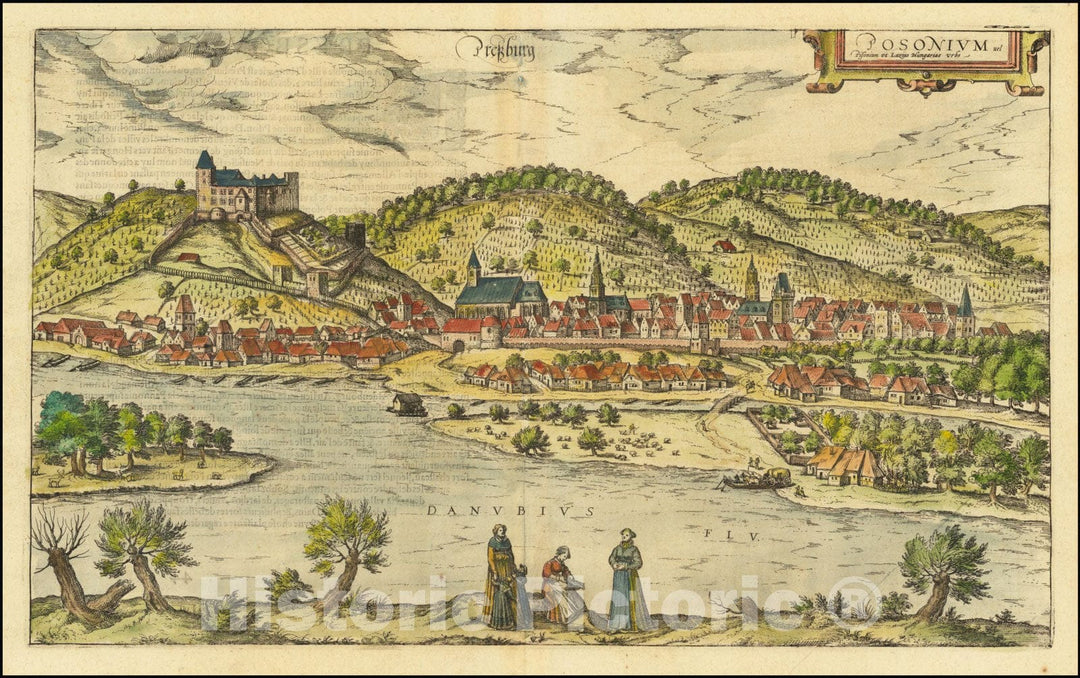 Historic Map : Posonium , 1586, Vintage Wall Art