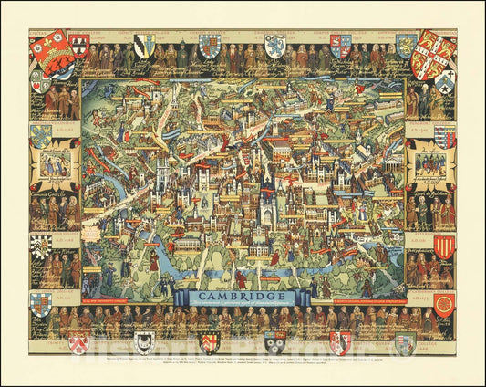 Historic Map : Cambridge "This immense & glorious work of fine intellegence...", 1948, Vintage Wall Art