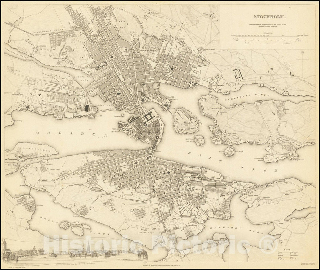 Historic Map : Stockholm, 1836, Vintage Wall Art
