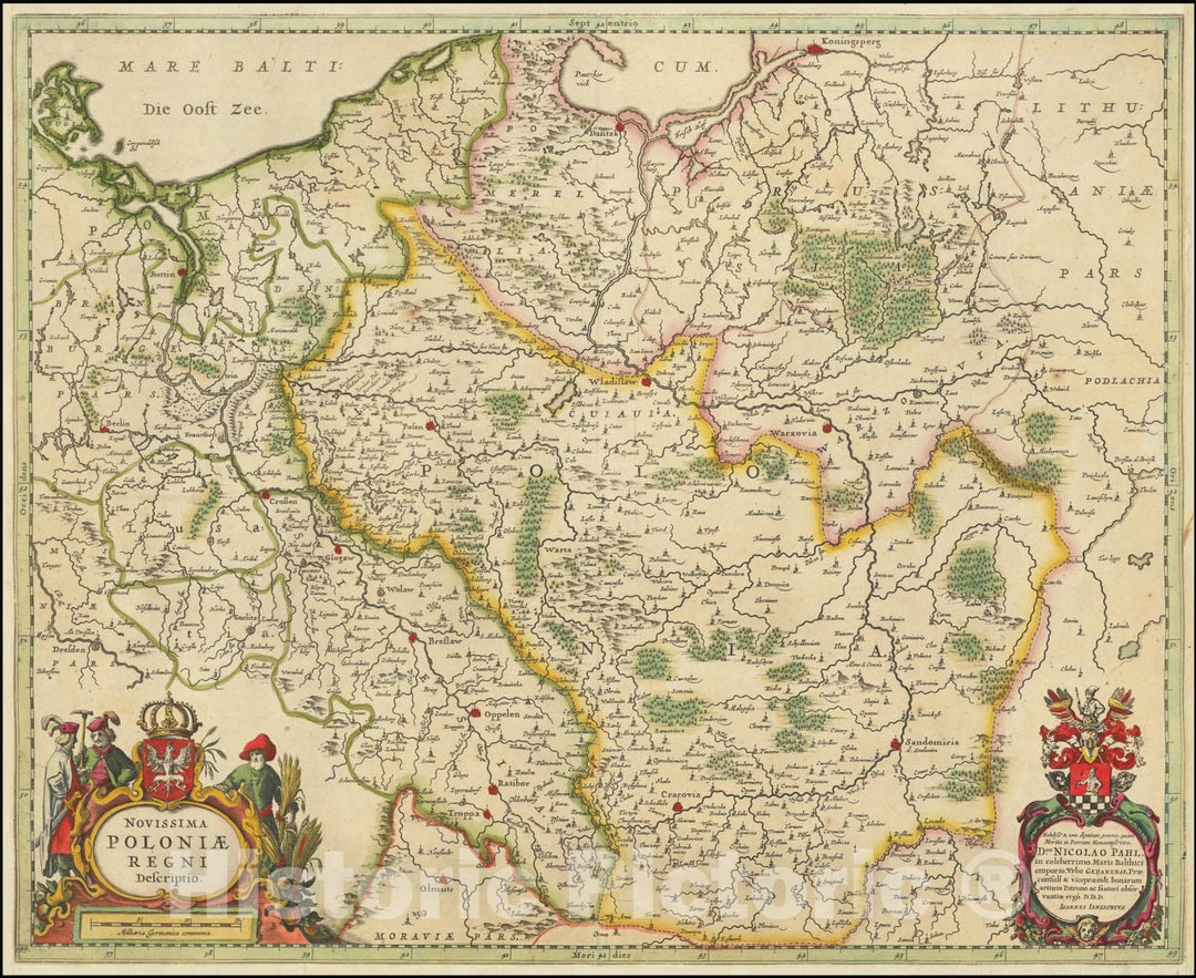 Historic Map : Novissima Poloniae Regni Descriptio, 1640, Vintage Wall Art