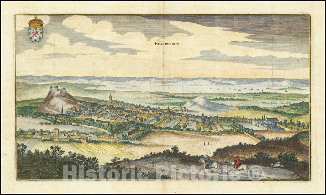 Historic Map : Edynburgum, 1650 v1, Vintage Wall Art