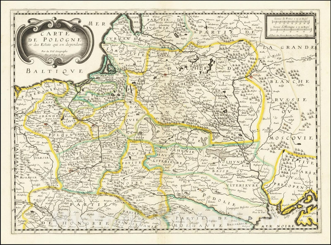 Historic Map : Carte De Pologne et des Estats qui en dependent,  1654, Vintage Wall Art