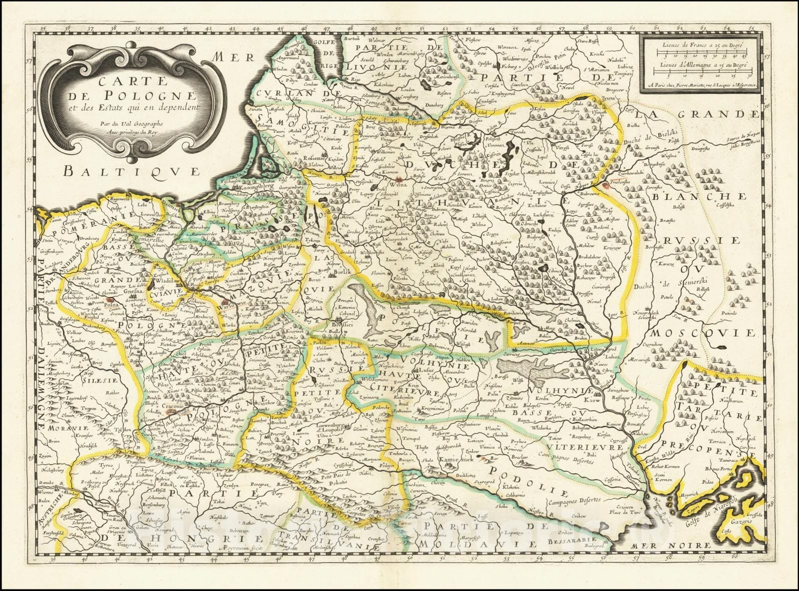 Historic Map : Carte De Pologne et des Estats qui en dependent,  1654, Vintage Wall Art
