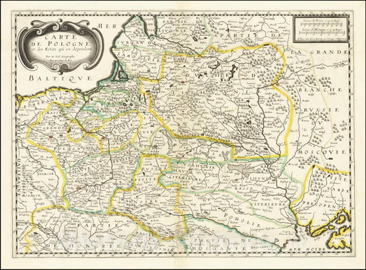 Historic Map : Carte De Pologne et des Estats qui en dependent,  1654, Vintage Wall Art
