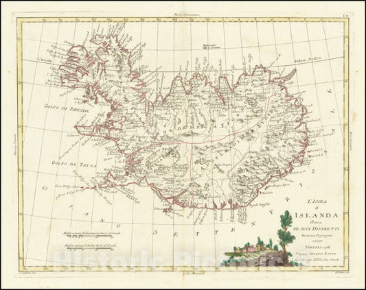 Historic Map : L'Isola d'Islanda Divisa Ne Suoi Distretti Di nuova Projezione . . 1781, 1781, Vintage Wall Art