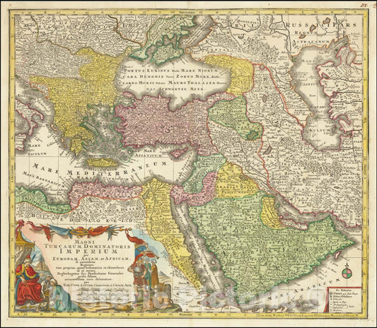 Historic Map : Magni Turcarum Dominatoris Imperium per Europam, Asiam, et Africam,  1740, Vintage Wall Art