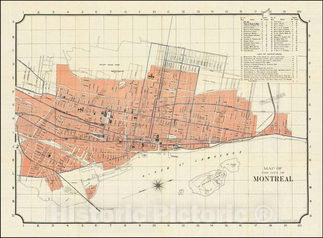 Historic Map : City of Montreal, 1893, Vintage Wall Art