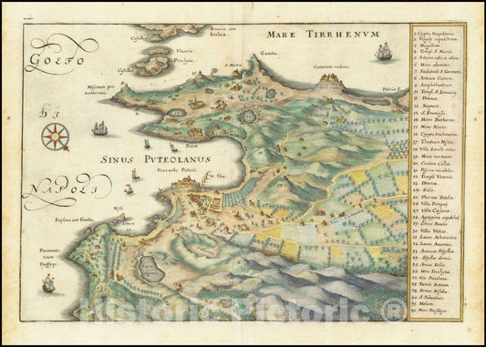 Historic Map : Pozzuoli / Bay of Naples,  1638, Vintage Wall Art