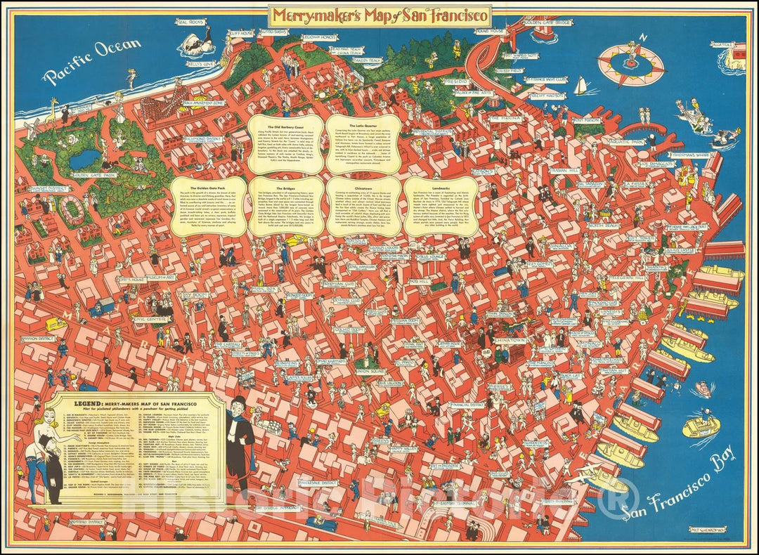Historic Map : Merry-maker's San Francisco -- AÂ Pilot for Pixilated Philanderers with a Penchant for Getting Pickled?, 1940, Vintage Wall Art