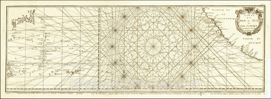 Historic Map : Carte de la Mer du Sud ou Mer Pacifique entre l'Equateur et le 39 1/2 de Latitude Septentrionale, 1750, Vintage Wall Art