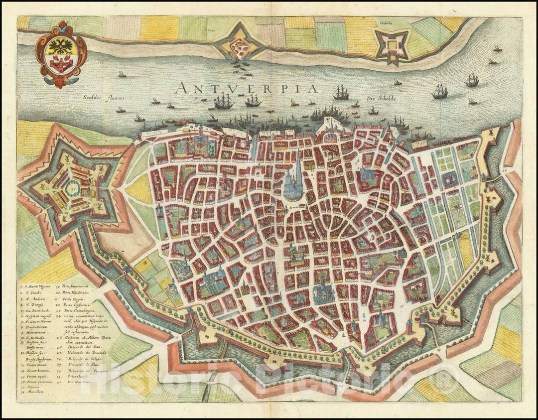 Historic Map : Antverpia, 1638, Vintage Wall Art