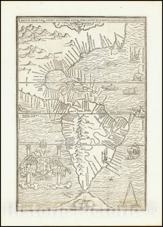 Historic Map : Brevis Exactaq Totius Novi Orbis Eiusq Insularum Descriptio Recens A Ioan Belllro Edita, 1557, Vintage Wall Art