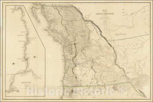 Historic Map : Oregon Territory By the U.S. Ex.Ex. Charles Wilkes Esqr. Commander.1841.,1841 (1844), Vintage Wall Art