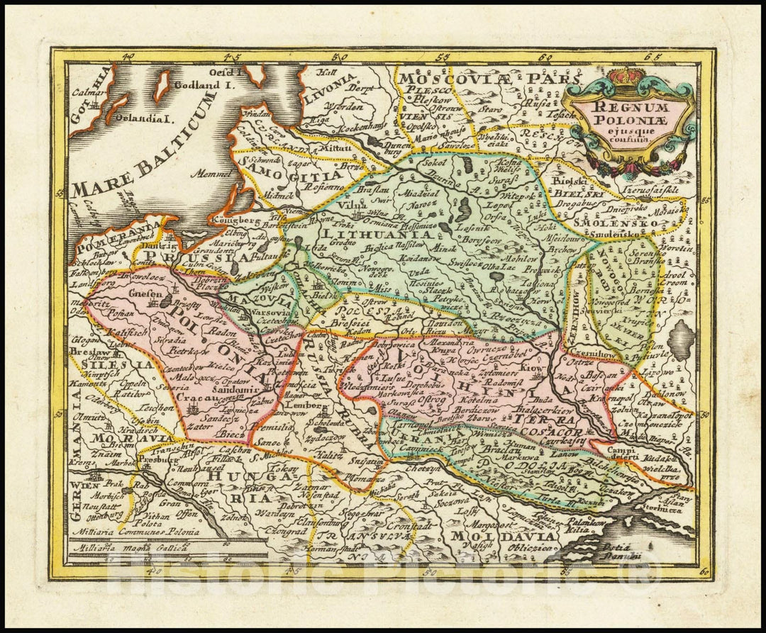 Historic Map : Regnum Poloniae ejusque confinia,1717 (1770), Vintage Wall Art