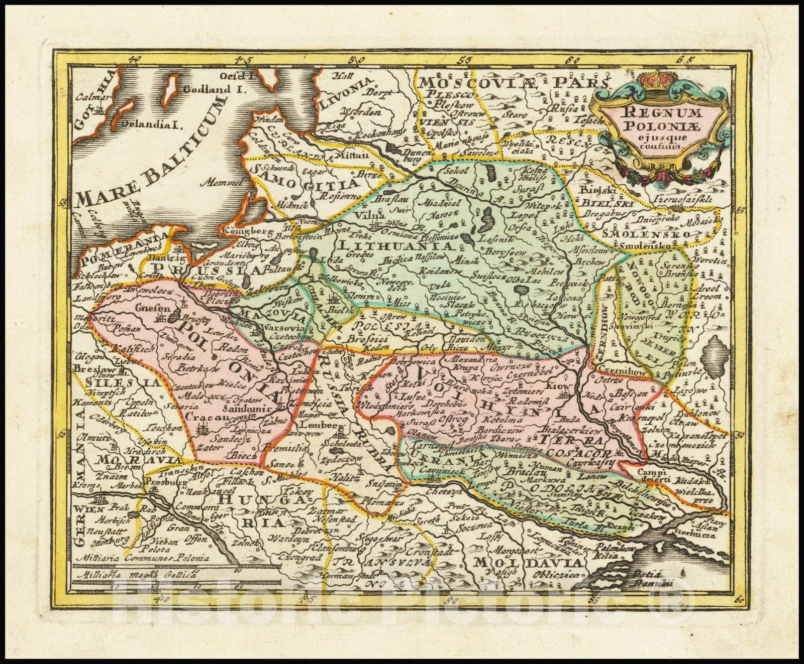 Historic Map : Regnum Poloniae ejusque confinia,1717 (1770), Vintage Wall Art