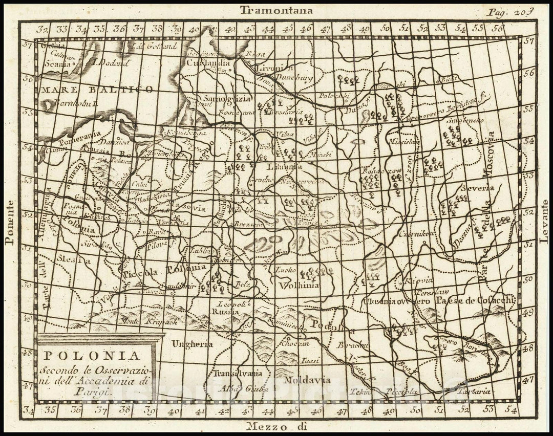 Historic Map : Polonia Secondo le Osservazioni dell' Accademia di Parigi, 1758, Vintage Wall Art