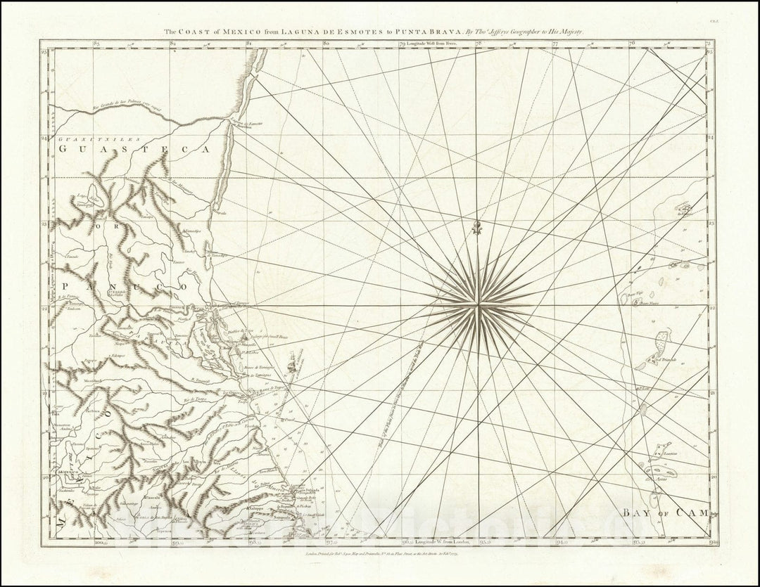 Historic Map : The Coast of Mexico from Laguna de Esmotes to Punta Brava,  1775, Vintage Wall Art