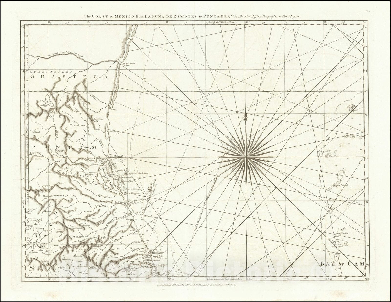 Historic Map : The Coast of Mexico from Laguna de Esmotes to Punta Brava,  1775, Vintage Wall Art