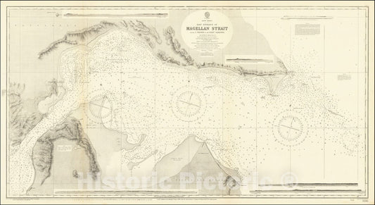 Historic Map : East Entrance of Magellan Strait from C. Virgins to the First Narrows. By Captain R.C. Mayne, R.N: C.B., 1869 v2, Vintage Wall Art