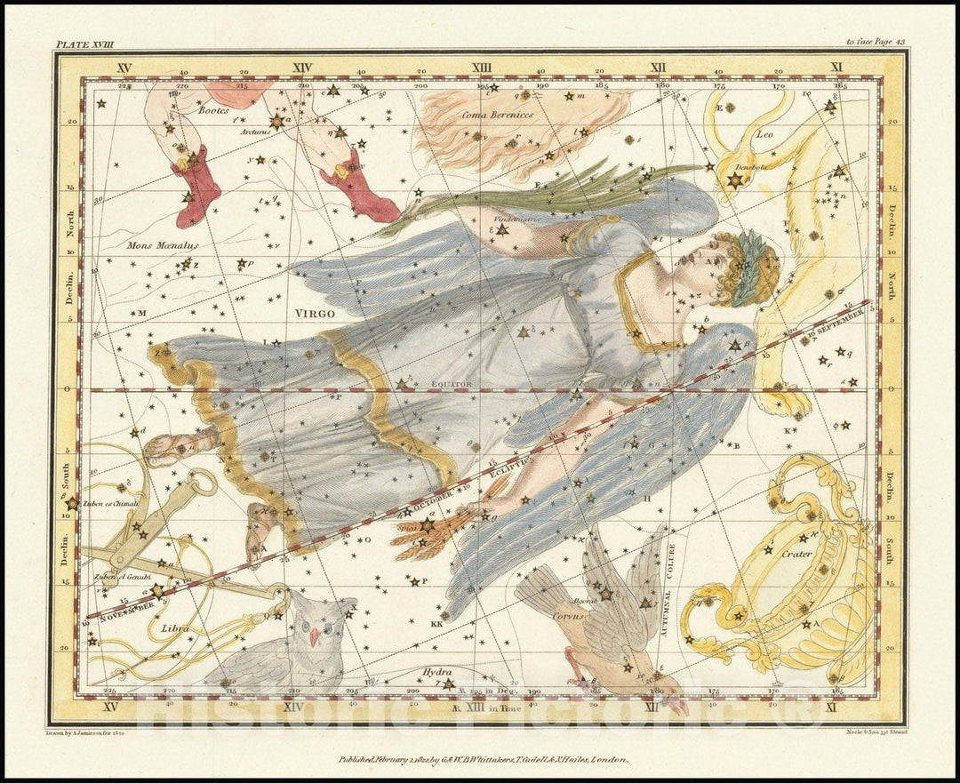 Historic Map : Virgo, 1822 v1, Vintage Wall Art