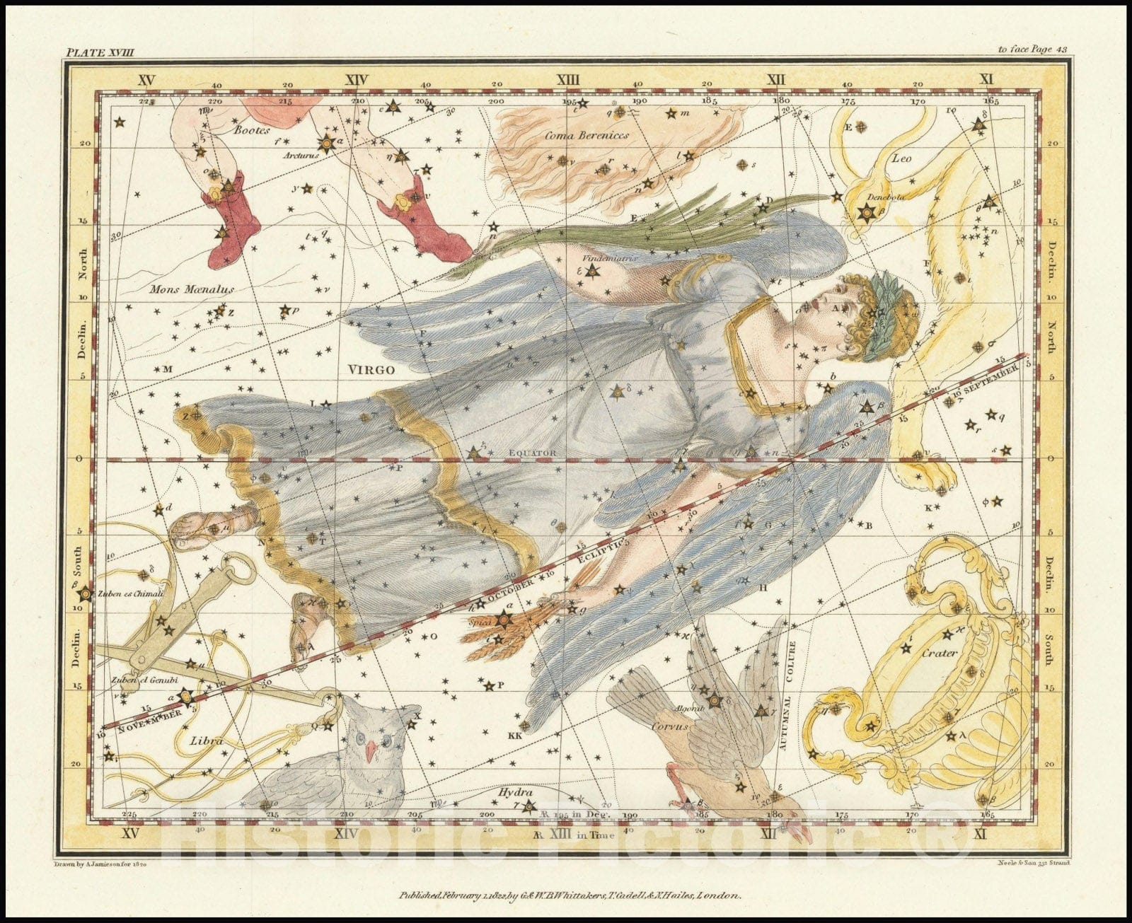 Historic Map : Virgo, 1822 v1, Vintage Wall Art