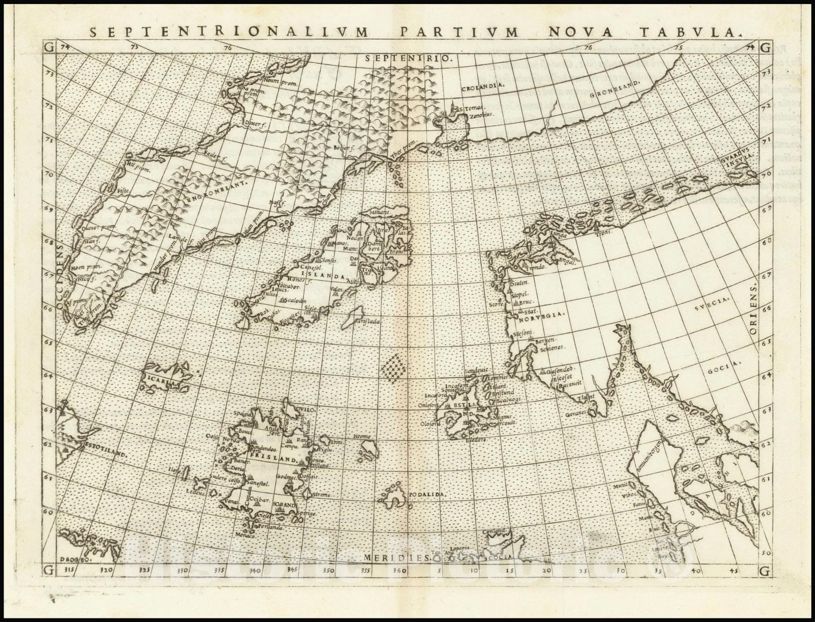 Historic Map : Septentrionalium Partium Nova Tabula, 1561, Vintage Wall Art