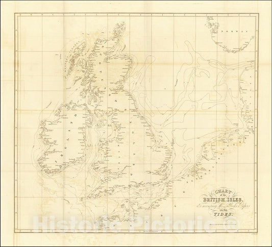 Historic Map : Chart of the British Isles, To accompany Mr. Lubbock's Paper on the Tides., 1831, Vintage Wall Art