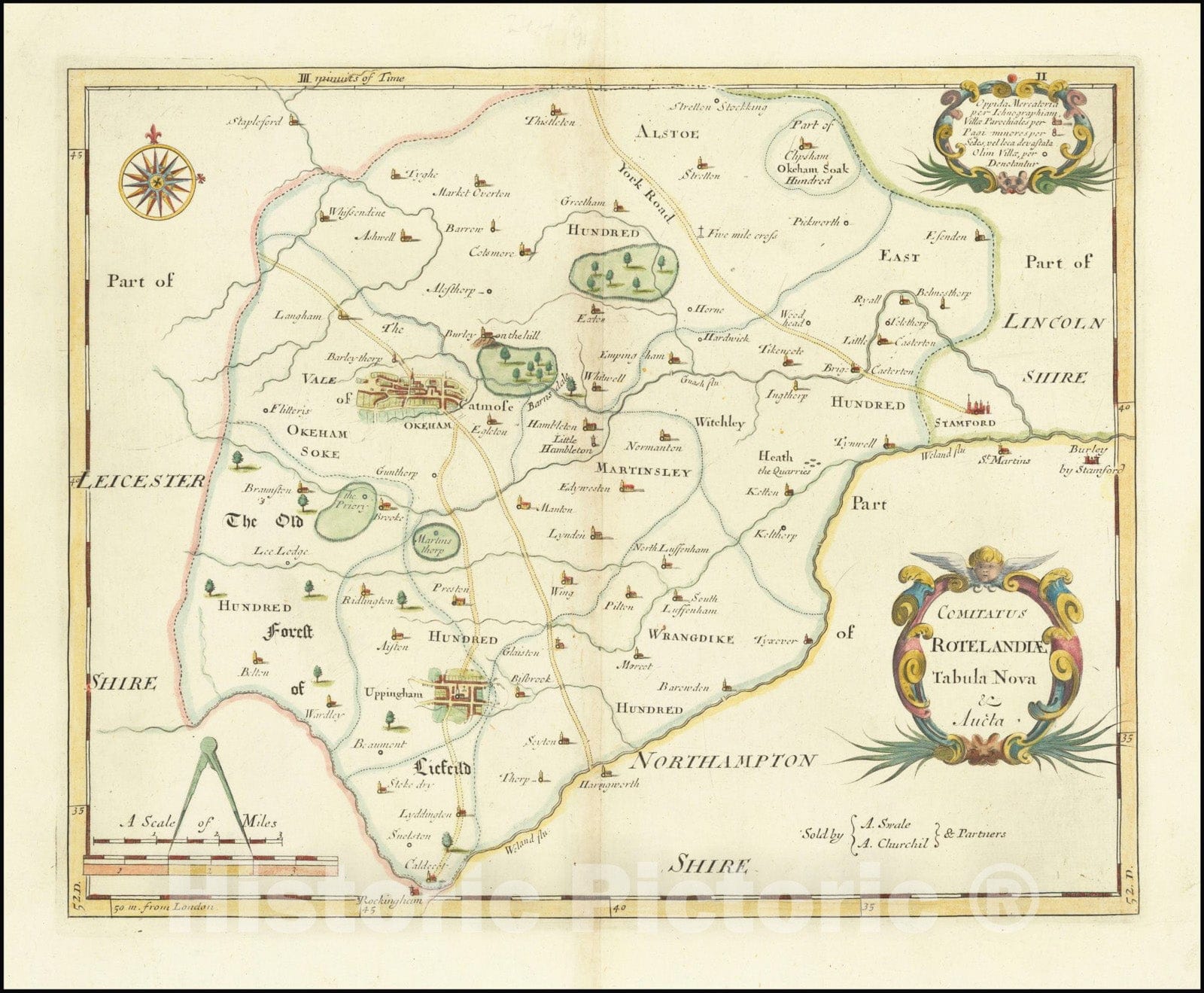 Historic Map : Comitatus Rotelandiae Tabula Nova & Aucta,1695 (1722), Vintage Wall Art