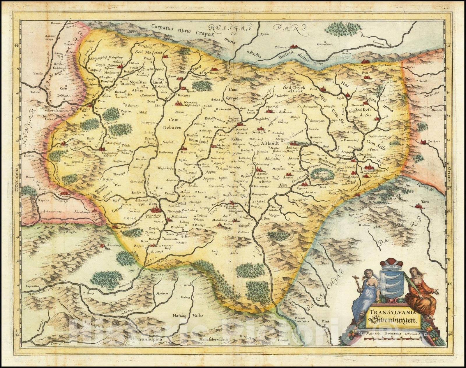 Historic Map : Transylvania Sibenburgen, 1640, Vintage Wall Art