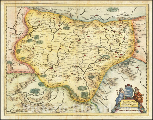 Historic Map : Transylvania Sibenburgen, 1640, Vintage Wall Art