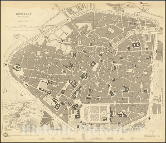 Historic Map : Brussels , Bruxelles, 1837, Vintage Wall Art