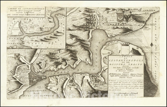 Historic Map : Canale di Costantinopoli Gia detto Bosforo Tracio Descritto,  1695, Vintage Wall Art