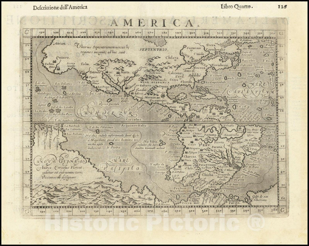 Historic Map : America, 1596, Vintage Wall Art