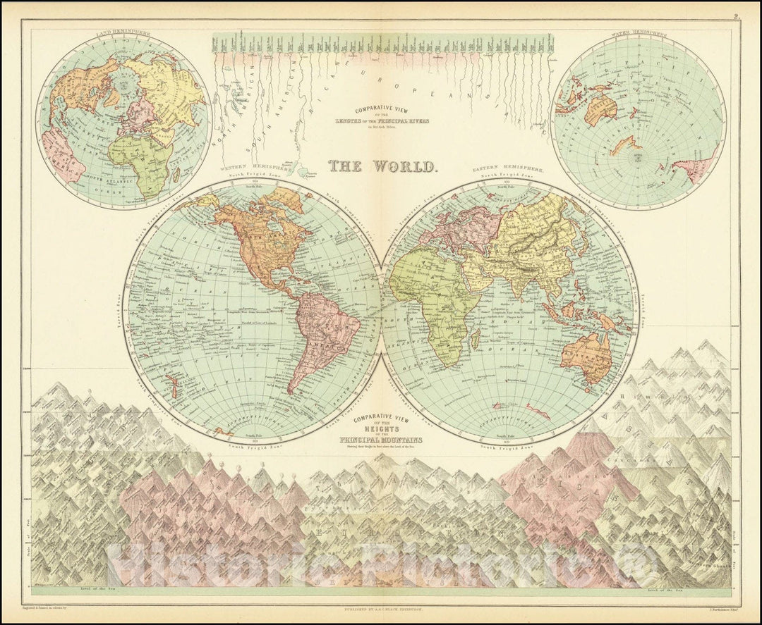 Historic Map : The World , 1873, Vintage Wall Art