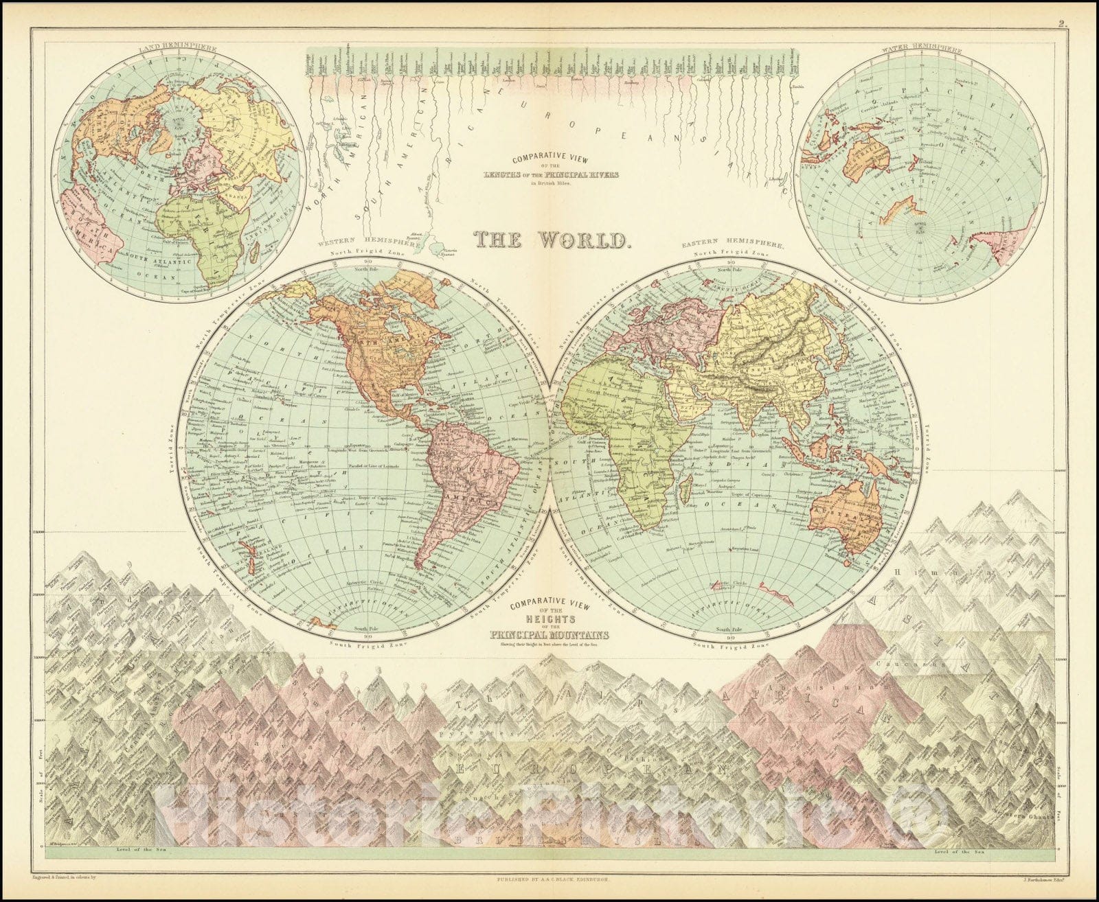Historic Map : The World , 1873, Vintage Wall Art