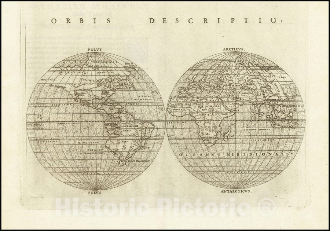 Historic Map : Orbis Descriptio, 1561, Vintage Wall Art