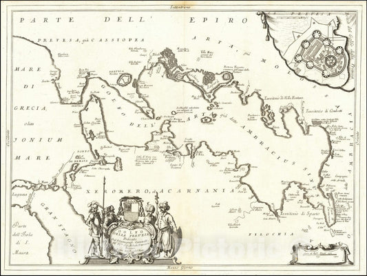 Historic Map : Golfo Della Prevesa,  1688, Vintage Wall Art