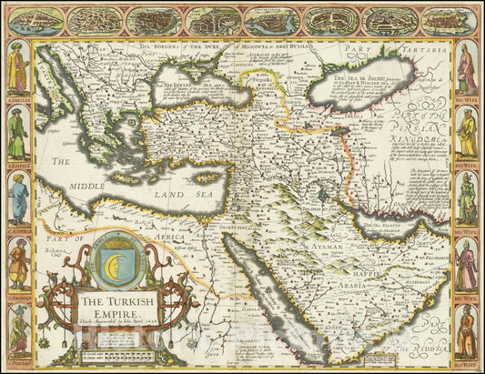 Historic Map : The Turkish Empire. Newly Augmented by John Speed.1626 , 1676, Vintage Wall Art