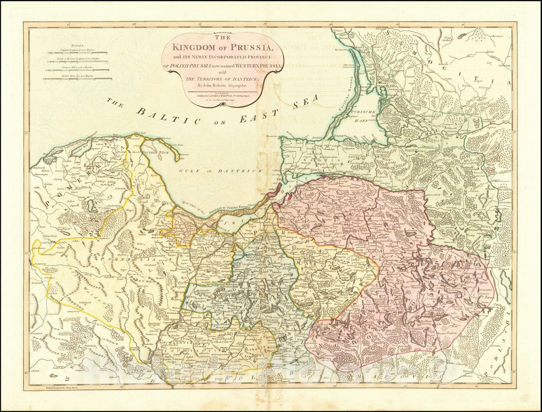 Historic Map : The Kingdom of Prussia, and its Newly Incorporated Province of Polish Prussia now named Western Prussia; with The Territory of Dantzick, 1794., 1794 v1, Vintage Wall Art