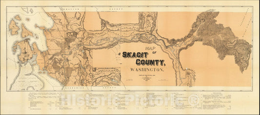 Historic Map : Skagit County Washington.Compiled From Official Data By J.C. Parsons, C.E. Mt. Vernon 1894, 1894, Vintage Wall Art