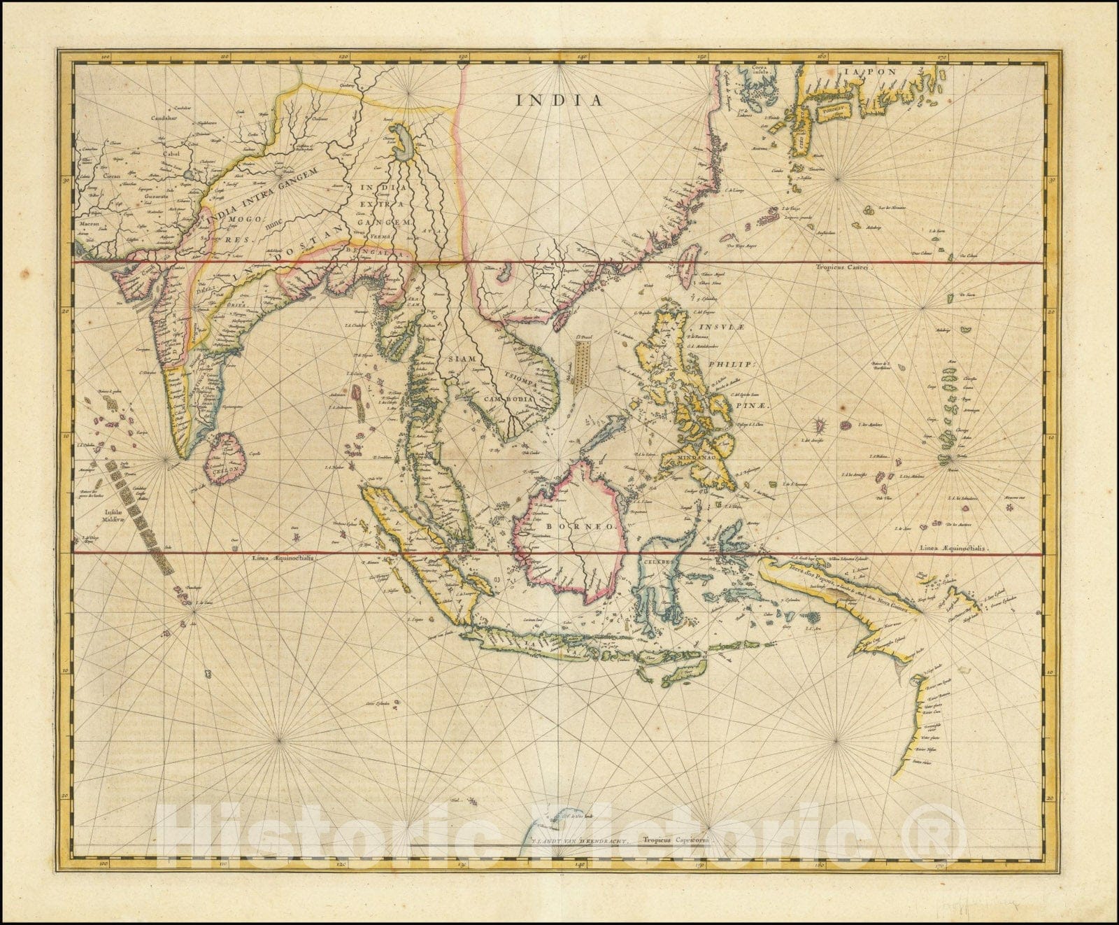 Historic Map : India,1632 (1634), Vintage Wall Art