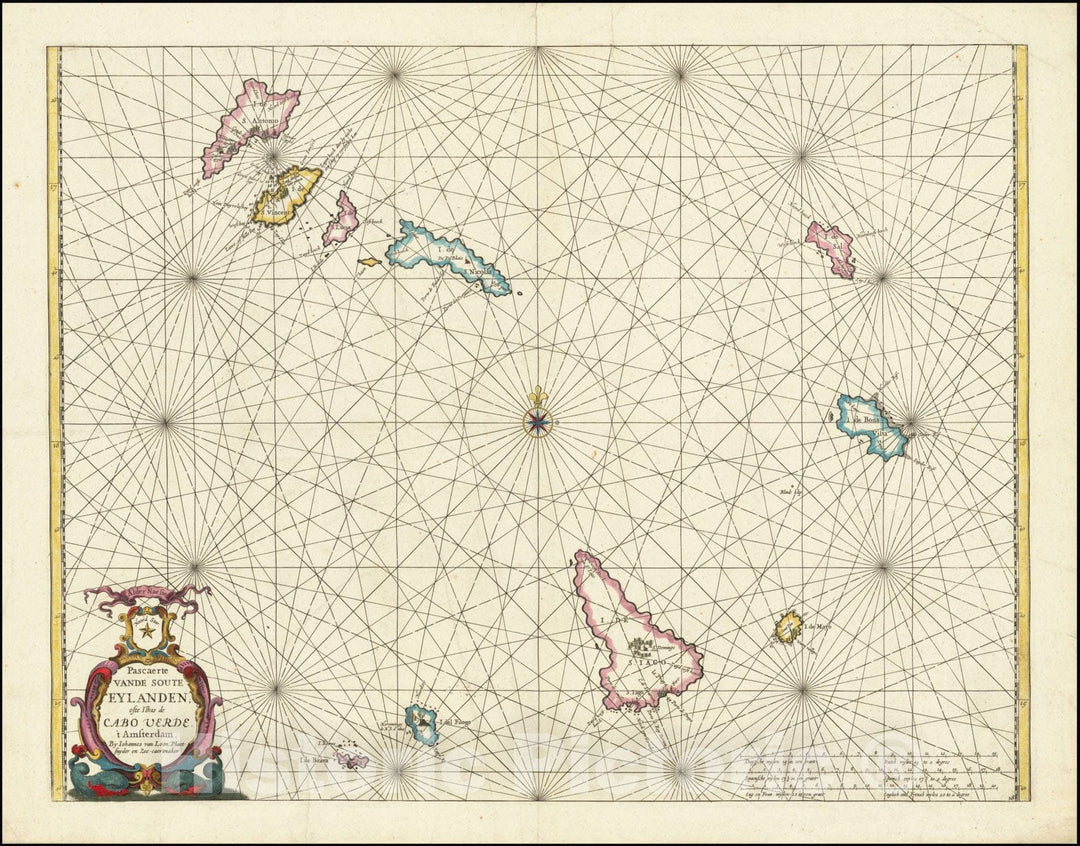 Historic Map : Cape Verde,Pascaerte vande Soute Eylanden oftge Ilhas de Cabo Verde , 1660, Vintage Wall Art