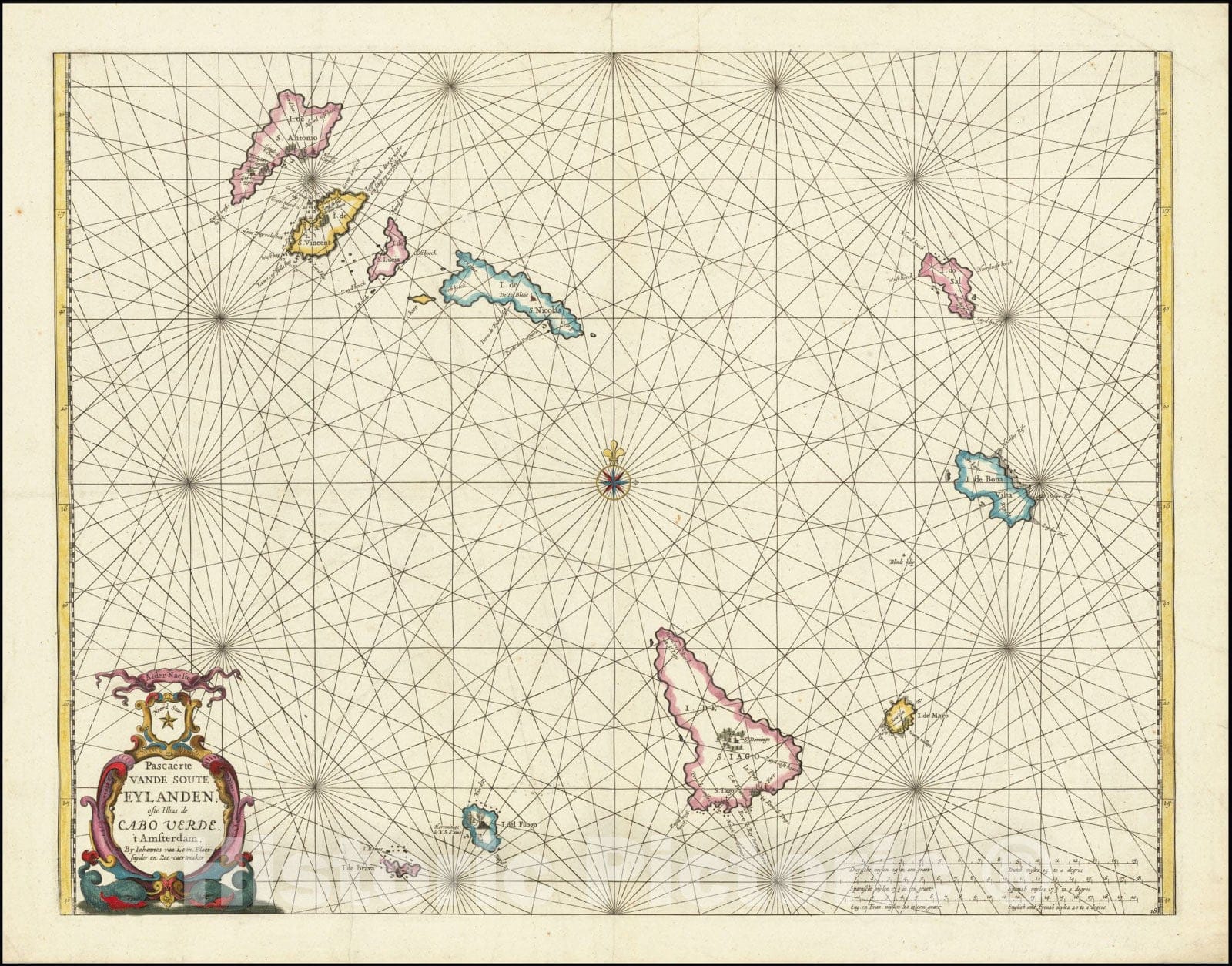 Historic Map : Cape Verde,Pascaerte vande Soute Eylanden oftge Ilhas de Cabo Verde , 1660, Vintage Wall Art