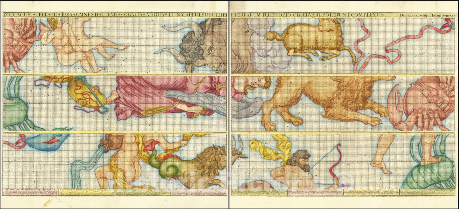 Historic Map : Zodiacus Stellatus Fixas Omnes Hactenus Cognitas, Ad Quas Lunae Appulsus Ullibi Terrarum Telescopio Poterunt, Complexus., 1718, Vintage Wall Art
