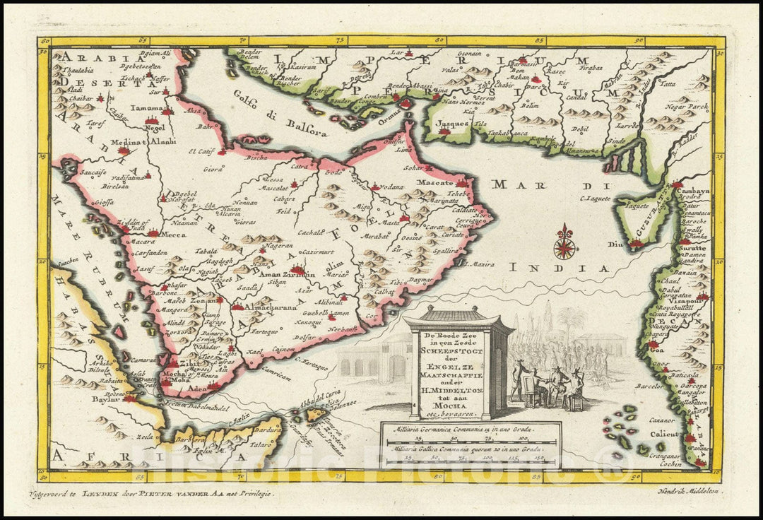 Historic Map : De Roode Zeein een Zesde Scheepstogt der Engelze Maatschappie onder H. Middleton; tot aan Mocha etc. bevaaren., 1700, Vintage Wall Art