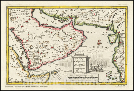 Historic Map : De Roode Zeein een Zesde Scheepstogt der Engelze Maatschappie onder H. Middleton; tot aan Mocha etc. bevaaren., 1700, Vintage Wall Art